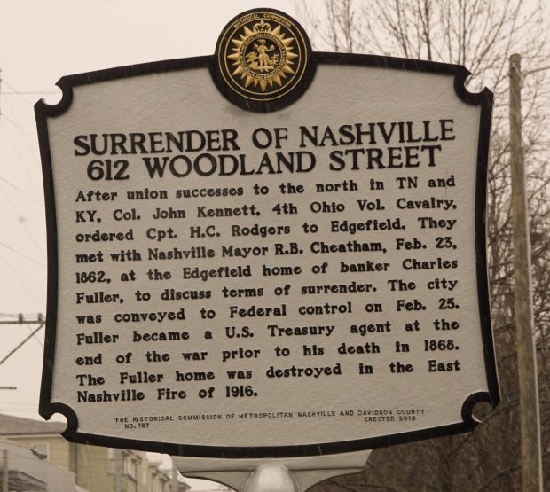 SURRENDER OF NASHVILLE 612 WOODLAND STREET MEMORIAL MARKER