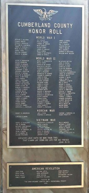 CUMBERLAND COUNTY HONOR ROLL MEMORIAL PLAQUE