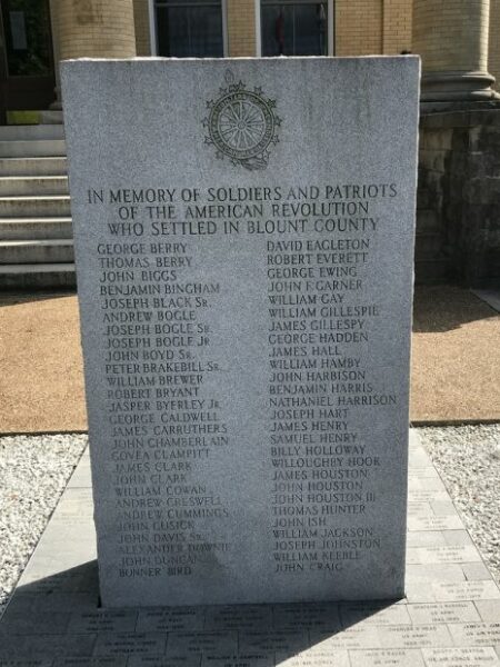 BLOUNT COUNTY REVOLUTIONARY WAR MEMORIAL FRONT