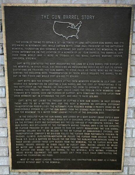 THE GUN BARREL STORY MEMORIAL PLAQUE