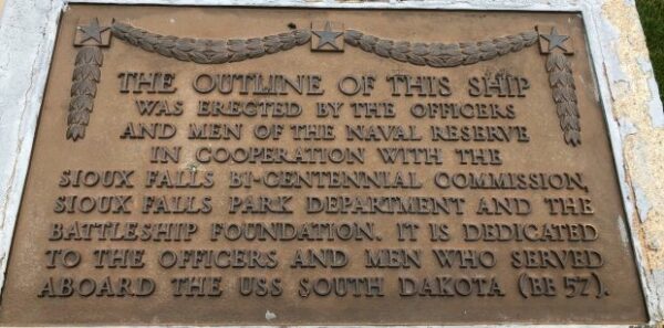 USS SOUTH DAKOTA (BB 57) SHIP OUTLINE MEMORIAL PLAQUE