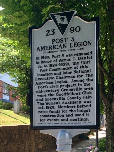 POST 3 AMERICAN LEGION MEMORIAL MARKER BACK