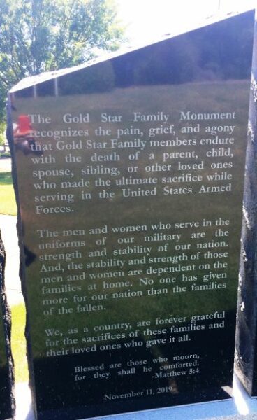 FLORENCE GOLD STAR FAMILIES MONUMENT DEDICATION STONE