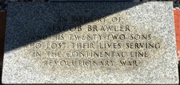 JACOB BRAWLER AND FAMILY REVOLUTIONARY WAR MEMORIAL TABLET