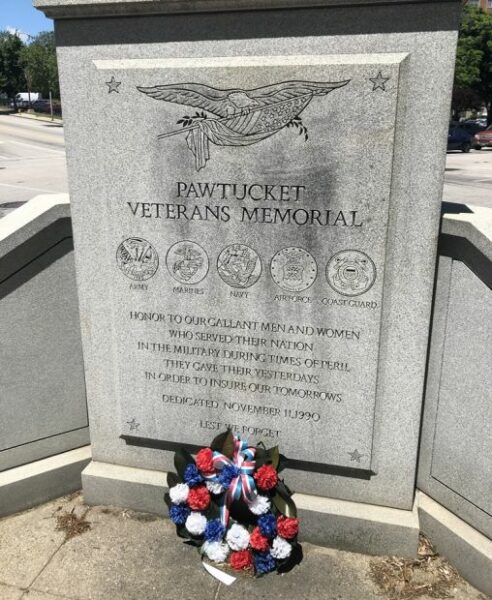 PAWTUCKET VETERANS MEMORIAL DEDICATION STONE