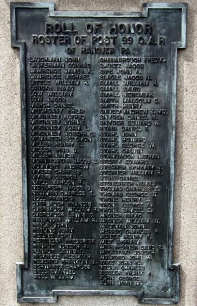 HANOVER CIVIL WAR MEMORIAL PLAQUE B
