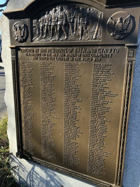 BALA AND CYNWY WORLD WAR MEMORIAL PLAQUE
