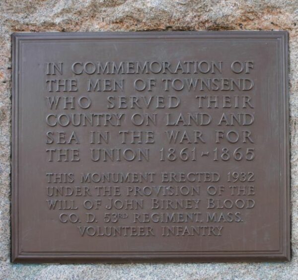 TOWNSEND CIVIL WAR MEMORIAL PLAQUE A
