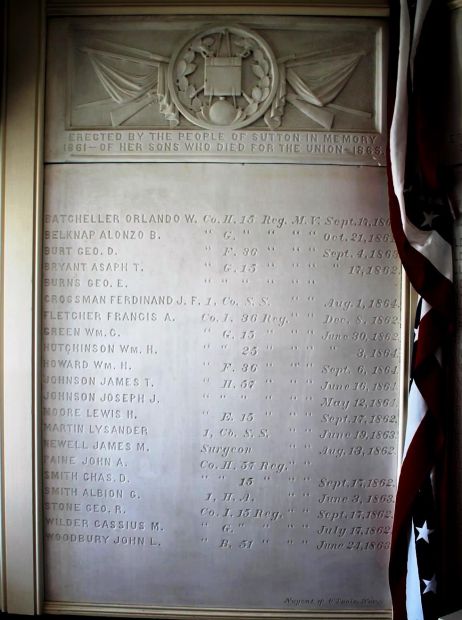 TOWN OF SUTTON WAR OF THE REBELLION MEMORIAL STONE B