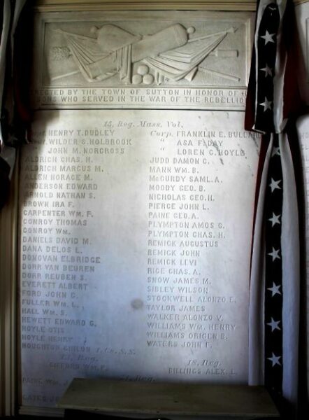 TOWN OF SUTTON WAR OF THE REBELLION MEMORIAL STONE A