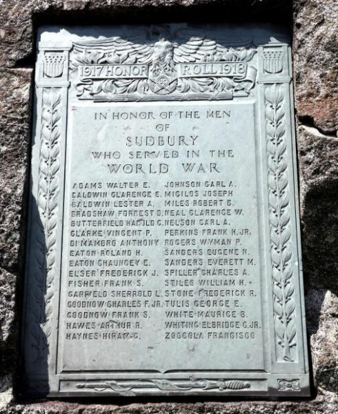 SUDBURY WORLD WAR MEMORIAL PLAQUE