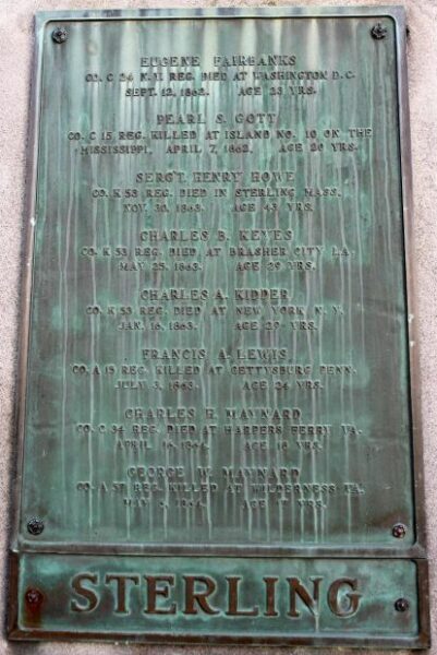 STERLING CIVIL WAR MEMORIAL PLAQUE D