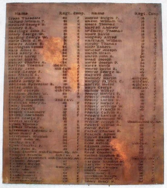 SPENCER SOLDIER’S MONUMENT PLAQUE C