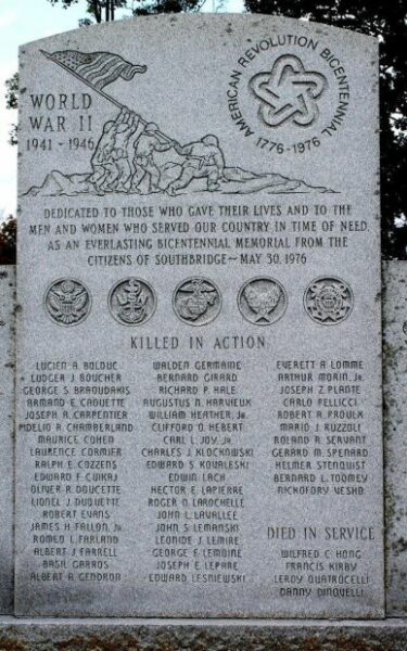 SOUTHBRIDGE WAR VETERANS MEMORIAL CENTER STONE