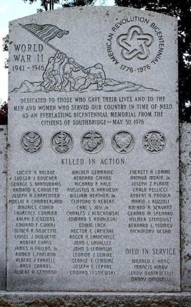 SOUTHBRIDGE WAR VETERANS MEMORIAL CENTER STONE