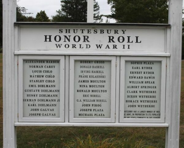 SHUTESBURY HONOR ROLL WAR MEMORIAL SECTION A