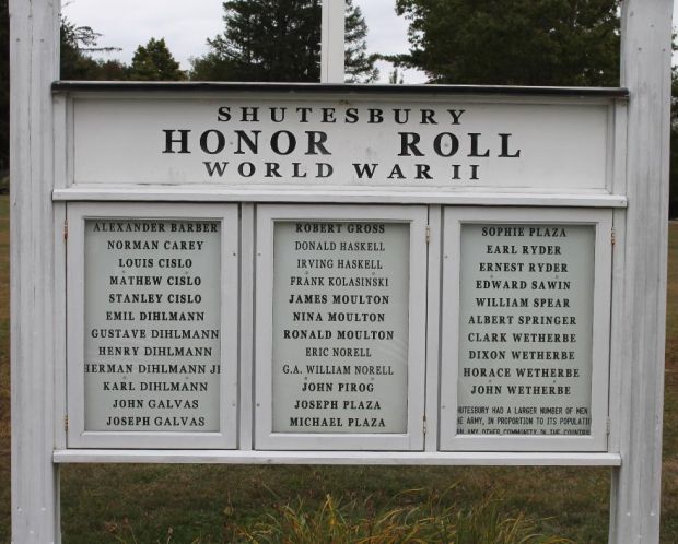 SHUTESBURY HONOR ROLL WAR MEMORIAL SECTION A