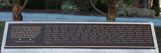 SHREWSBURY WORLD WAR SUPREME SACRIFICE MEMORIAL PLAQUE