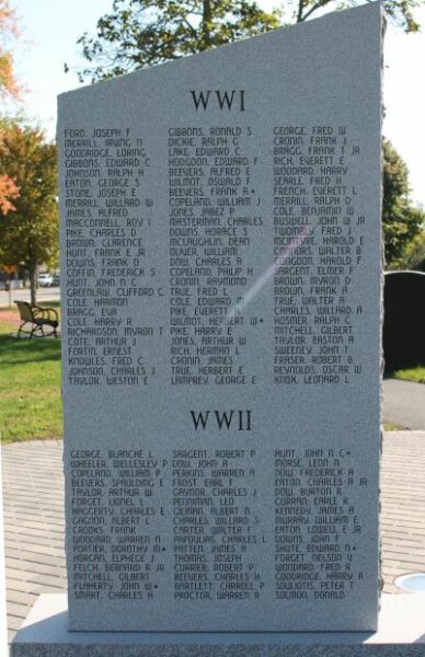 TOWN OF SALISBURY WAR VETERANS MEMORIAL STONE B
