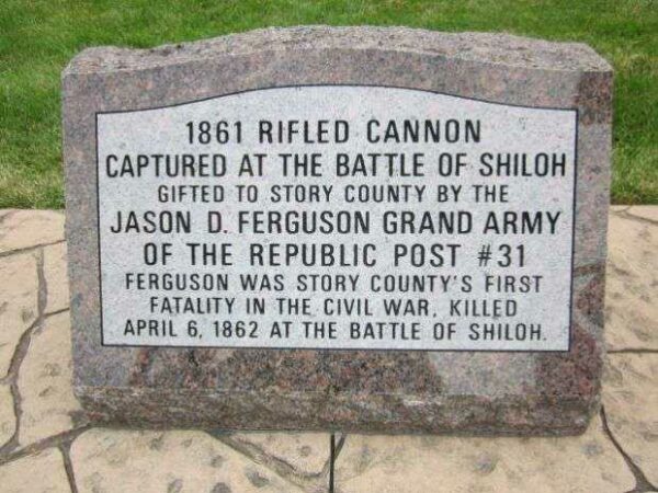 STORY COUNTY CIVIL WAR MEMORIAL CANNON PLAQUE