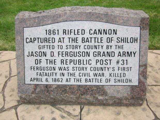 STORY COUNTY CIVIL WAR MEMORIAL CANNON PLAQUE