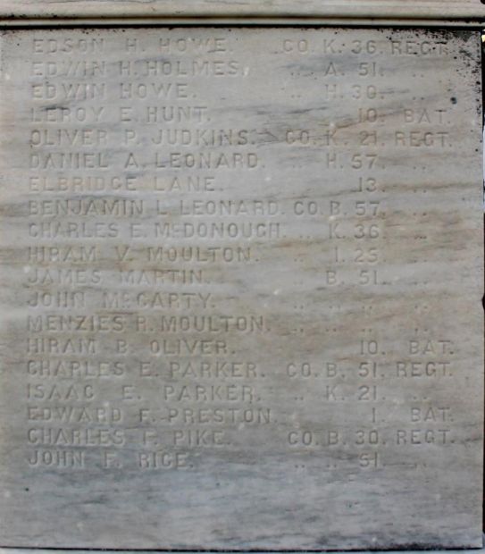 RUTLAND CIVIL WAR MEMORIAL STONE A