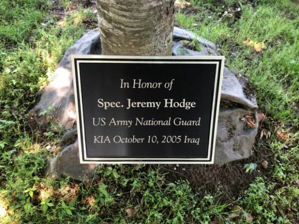 SPEC. JEREMY HODGE WAR MEMORIAL PLAQUE