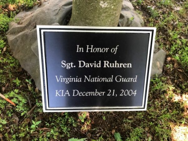 SGT. DAVID RUHREN WAR MEMORIAL PLAQUE