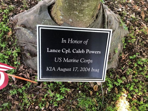 LANCE CPL. CALEB POWERS WAR MEMORIAL PLAQUE