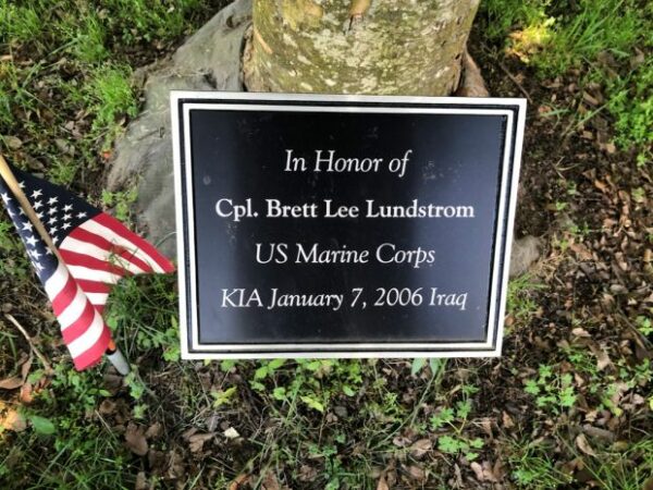 CPL. BRETT LEE LUNDSTROM WAR MEMORIAL PLAQUE