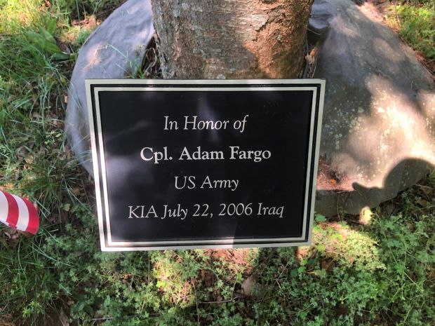 CPL. ADAM FARGO WAR MEMORIAL PLAQUE