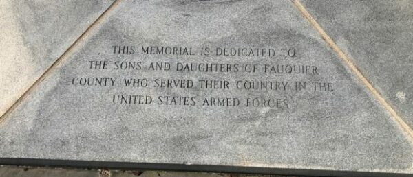 FAUQUIER ARMED FORCES MEMORIAL DEDICATION STONE
