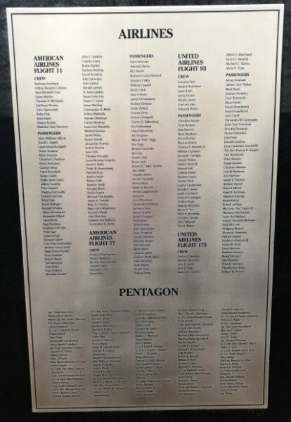 FALLS CHURCH SEPTEMBER 11, 2001 MEMORIAL PLAQUE B