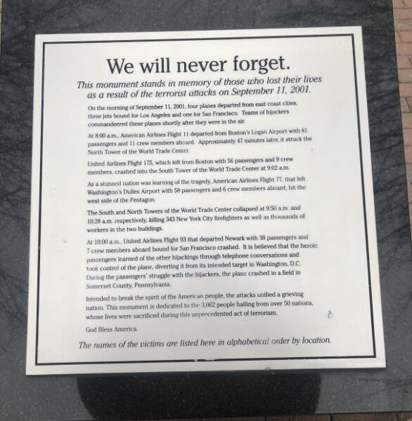 FALLS CHURCH SEPTEMBER 11, 2001 MEMORIAL PLAQUE A