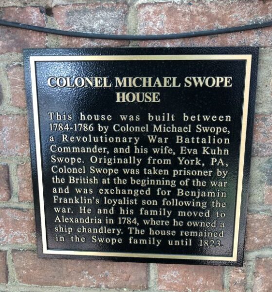 COLONEL MICHAEL SWOPE HOUSE MEMORIAL PLAQUE