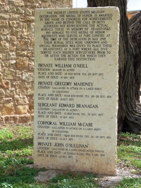 FORT CONCHO MEDAL OF HONOR MEMORIAL STONE F