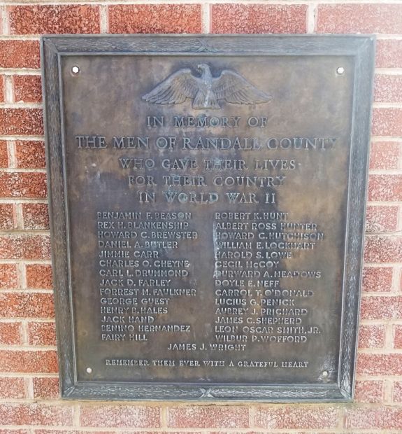 RANDALL COUNTY WORLD WAR II MEMORIAL PLAQUE