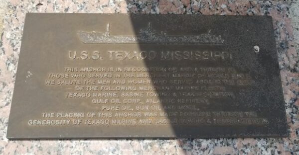 U.S.S. TEXACO MISSISSIPPI WAR MEMORIAL PLAQUE A