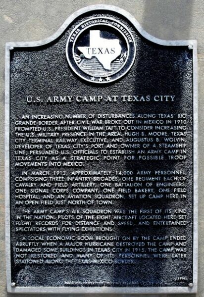 U.S. ARMY CAMP AT TEXAS CITY MEMORIAL PLAQUE
