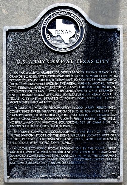 U.S. ARMY CAMP AT TEXAS CITY MEMORIAL PLAQUE
