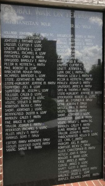 WHITE COUNTY VETERANS MEMORIAL PARK PLAQUE R
