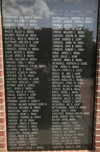 WHITE COUNTY VETERANS MEMORIAL PARK PLAQUE M