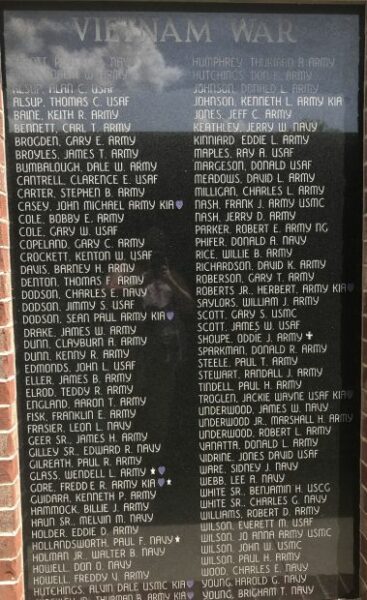 WHITE COUNTY VETERANS MEMORIAL PARK PLAQUE L