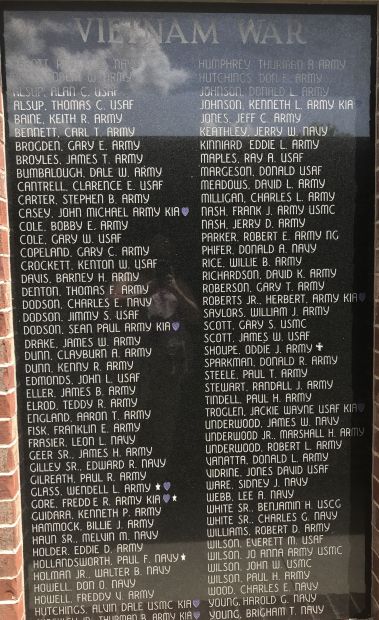 WHITE COUNTY VETERANS MEMORIAL PARK PLAQUE L