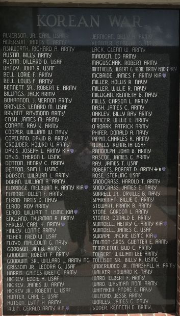 WHITE COUNTY VETERANS MEMORIAL PARK PLAQUE J