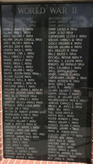 WHITE COUNTY VETERANS MEMORIAL PARK PLAQUE H