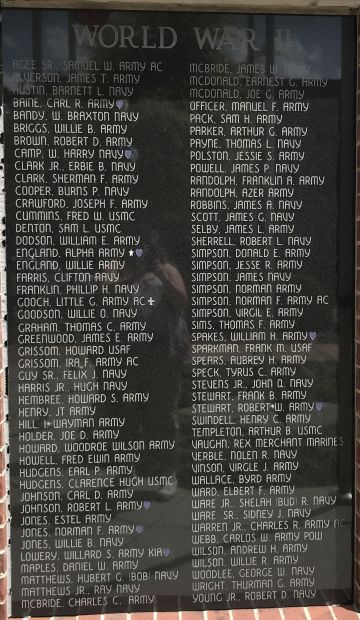 WHITE COUNTY VETERANS MEMORIAL PARK PLAQUE G