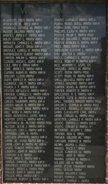 WHITE COUNTY VETERANS MEMORIAL PARK PLAQUE E