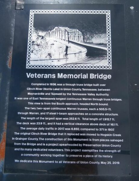 MAYNARDVILLE VETERANS MEMORIAL BRIDGE PLAQUE