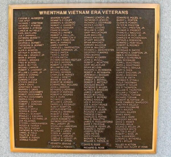 WRENTHAM KOREAN AND VIETNAM WAR MEMORIAL PLAQUE B